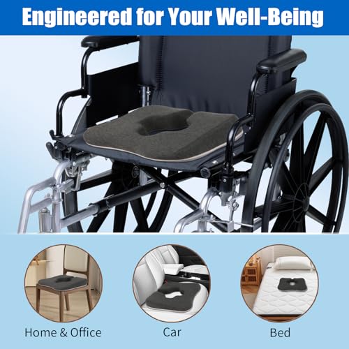 Gel Wheelchair Cushions for BedSores Prevention,Bed Sore Pad Cushion for Butt - Pain Relief for Long Sitting & Relieve Sciatica, Back, Tailbone, Pressure Sore and Ulcer Pain for Pregnant and Elderly