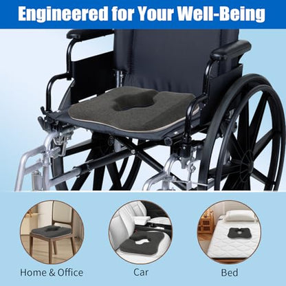 Gel Wheelchair Cushions for BedSores Prevention,Bed Sore Pad Cushion for Butt - Pain Relief for Long Sitting & Relieve Sciatica, Back, Tailbone, Pressure Sore and Ulcer Pain for Pregnant and Elderly