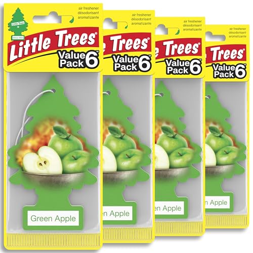 LITTLE TREES Car Air Freshener | Hanging Tree Provides Long Lasting Scent for Auto and Home | Green Apple, 24 Air Fresheners - color: Green Apple