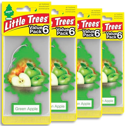 LITTLE TREES Car Air Freshener | Hanging Tree Provides Long Lasting Scent for Auto and Home | Green Apple, 24 Air Fresheners - color: Green Apple