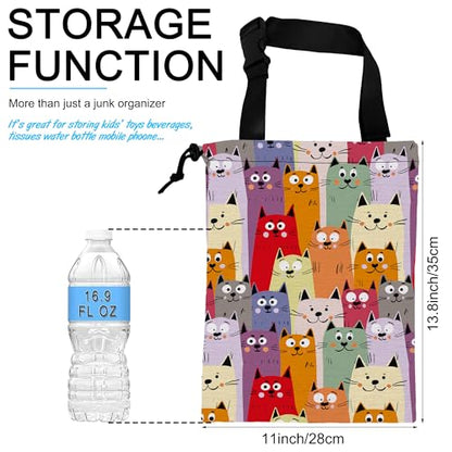 Car Trash Bag Cute kitten Cats Car Garbage Bag Hanging Car Trash Can for Back Seat with Drawstring - color: Cute kitten Cats