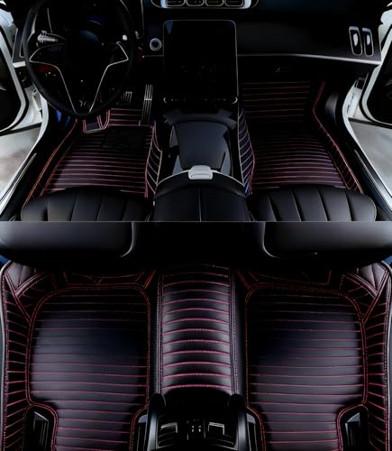 New Customized car Floor mats, Suitable for 99.9% of car Models, All-Weather car Floor mats, Fully Covered car Floor mats, Anti Slip and Waterproof car Floor mats (Black red 2) - color: black red 2