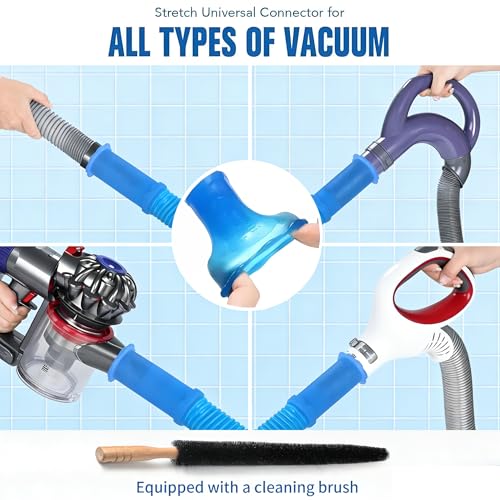 Dryer Vent Cleaner Kit - Universal Vacuum Hose Attachment & Lint Brush, Effectively Clean Clogged Dryer Ducts, Fit Most Vacuums for Dryer, Refrigerator Coils & Behind Appliances