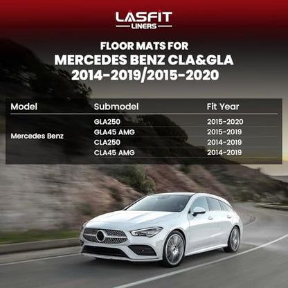 LASFIT Floor Mats for Mercedes Benz CLA 2014-2019 & GLA 2015-2020 250/45 AMG, All Weather TPE Custom Fit Car Mats for Mercedes CLA & GLA Floor Liners, 1st & 2nd Row Set, Black - size: For Benz CLA & GLA|2014-2019 & 2015-2020|Floor Mat