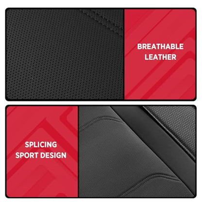 Rubbermaid Leather Car Seat Cover – Universal Front Seat Cover, Airbag Compatible, Easy to Install, Water-Resistant and Durable Automotive Seat Cover for Cars, Trucks, SUVs, Vans – Black - color: Black