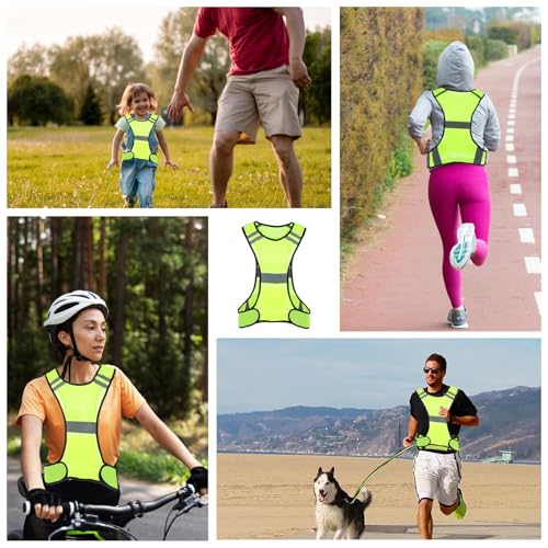 Ptwola Reflective Running Vest High Visibility Running Gear with Large Pocket Night Lightweight Reflective Safety Vest - color: Green