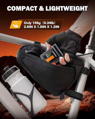 Auxbeam Tiny Bike Pump with Gauge, 120PSI Electric Bicycle Pump with Presta and Schrader Valve, Portable Air Pump for Road Bike, City, Mountain and E-Bike