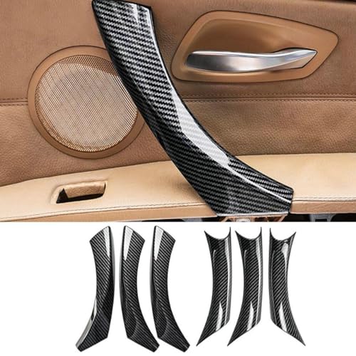 6Pcs/Set Carbon Fiber Color ABS Inner Interior Door Panel Pull Handle Cover for BMW E90 325i 328i 335i 330i 2006 2007 2008 2009 2010 2011 (Carbon Fiber Black) - color: Carbon Fiber Black