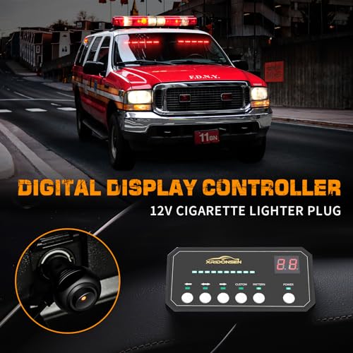 XRIDONSEN 2x 17 inch Red Emergency Lights Bar 40 LED Dash Visor Interior Front/Rear Windshield Strobe Lights Safety Flashing Warning Hazard for Ambulance Firefighter Police Vehicles Trucks Car - color: Red