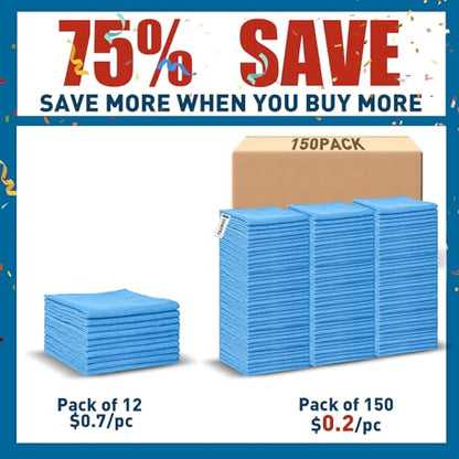 TEAWOO Microfiber Towels Bulk-150 Pack, Cleaning Cloths, Microfiber Towels for Cars, Cleaning Rags Blue (12x12 inches) - color: Blue, size: 150 Pack