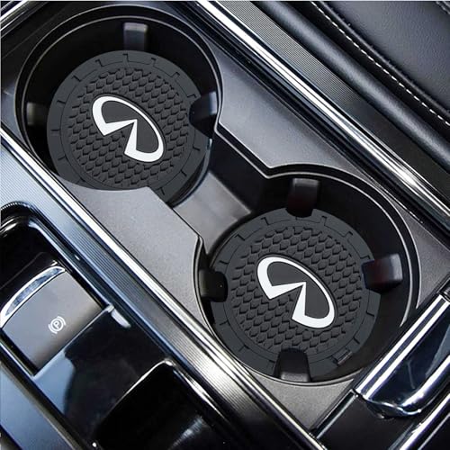 Car Cup Holder Coaster for Infiniti Q50 FX35 FX37 F50 QX70 QX60 EX35 Logo Recessed Silicone Cupholder Coaster Interior Accessories 2.75in 3Pieces - color: Black-02