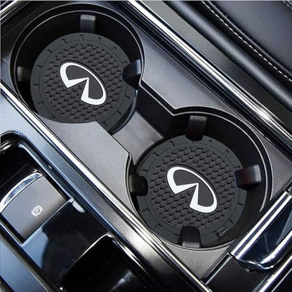 Car Cup Holder Coaster for Infiniti Q50 FX35 FX37 F50 QX70 QX60 EX35 Logo Recessed Silicone Cupholder Coaster Interior Accessories 2.75in 3Pieces - color: Black-02