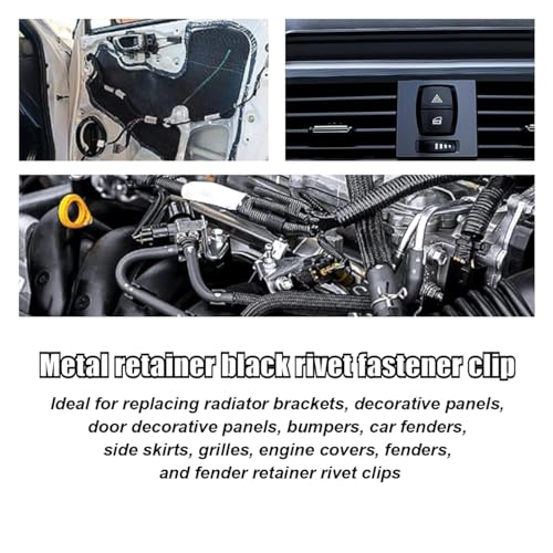 20PCS Car Metal Retainer Clips, Front Console Dashboard Metal Retainer, Car Console Trim Retainer Clip, Automotive Universal Dashboard Retainer Replacement Interior Accessories (Black) - color: 20PCS