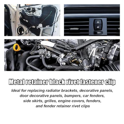 20PCS Car Metal Retainer Clips, Front Console Dashboard Metal Retainer, Car Console Trim Retainer Clip, Automotive Universal Dashboard Retainer Replacement Interior Accessories (Black) - color: 20PCS