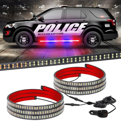 XRIDONSEN 2PCS 60 inch Police Lights Strip 720 LED Running Board Police Light Red Blue Emergency Strobe Flashing Warning Hazard Safety w/Waterproof Flexible Tube for Vehicles Trucks SUV Jeep - color: Red/Blue