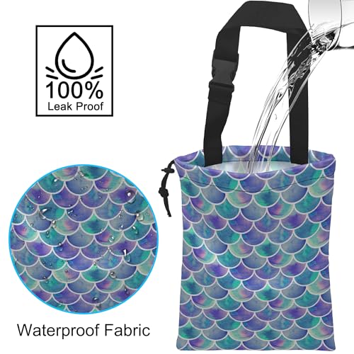 Car Trash Bag Hanging Mermaid Rainbow Scales Car Trash Can Waterproof Garbage Bag Hanging for Car Back Seat - color: Mermaid Rainbow Scales