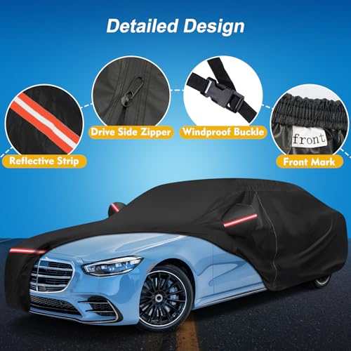 QUNSUNUS Car Cover Compatible with Mercedes-Benz S Class S250 S300 S350 S400 S450 S500 S550 S600 2006-2025, All Weather Waterproof S Class Car Covers with Cotton Lining,Zipper and Straps - color: for S-Class 2006-2025