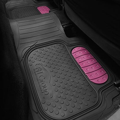 Automotive Floor Mats Pink Climaproof for All Weather Protection Universal Fit Heavy Duty Rubber fits Most Cars, SUVs, and Trucks (Full Set Trim to Fit) FH Group F11500PINK - color: pink