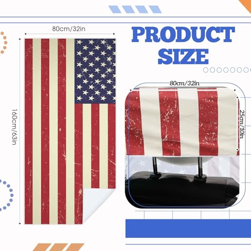 Hahafelt 2 Pack Car Seat Towel Covers with Storage Bag, 63 x 32 Inch Universal Non Slip Waterproof Sweat Protector for Car Truck, Gym Swimming Running, Machine Washable (American Flag) - style: American Flag