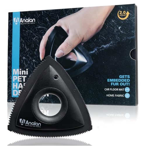 Analan Mini Pet Hair Remover for Car Detailing Supplies, Carpet Dog Hair Remover for Car Interior, Triangle Dog Hair Remover for Auto Detailing, Couch, Furniture, Lint, Carpet (Jet Black) - color: Black