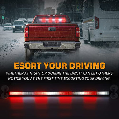 XRIDONSEN 35 inch Traffic Advisor Emergency Light Bar 144 LED Red White Firefighter Lights Warning Flashing Safety Interior Windshield strobe lights w/Directional for Volunteer Vehicles Trucks POV - color: Red//White