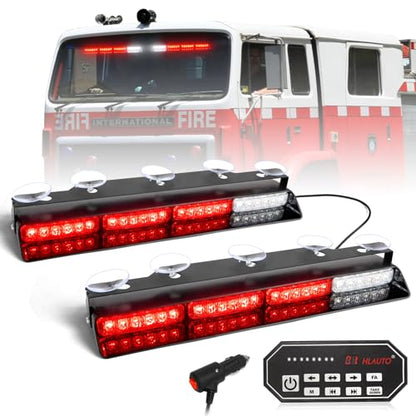 HLauto 604N Emergency Dash Strobe Lights: 2x16.8 inch Red Security Light w/Take Down, 48 LED Safety Flashing Warning Hazard Interior Windshield Light Bar for Trucks Vehicles - color: #11 Red