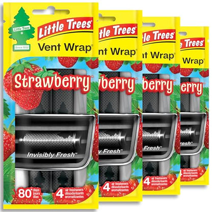 LITTLE TREES Car Air Freshener | Vent Wrap Provides Long Lasting Scent, Invisibly Fresh | 16 Air Fresheners | Strawberry - color: Strawberry