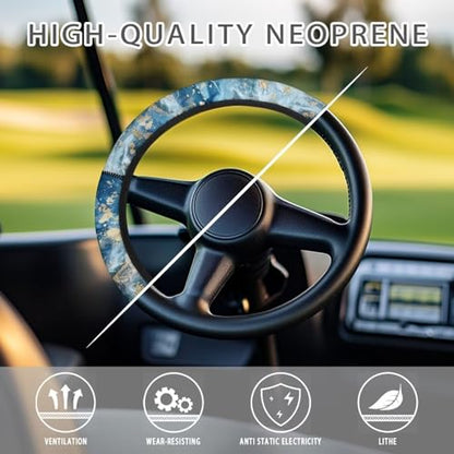Blue Marble Golf Cart Steering Wheel Covers Steering Wheel Cover Protector Car Accessories Steering Wheel Cover Anti-Slip Sweatproof Auto Steering Wheel Comfortable - color: Blue Marble