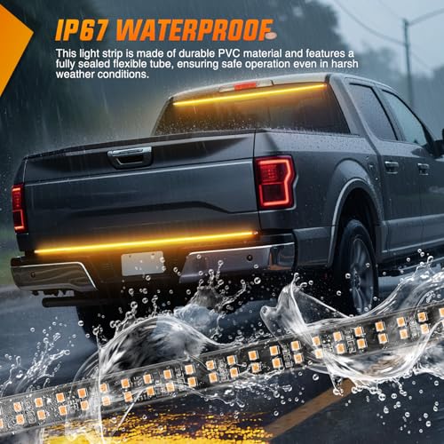 Nilight 60 Inch Truck Tailgate Strobe Light Strip Tail Emergency Bar Rear Window Warning Lamp Ultra-Bright Double Row 360 LED for Pickup Trailers Construction Vehicles Car SUV, Amber - color: 60" Tailgte Strobe Amber