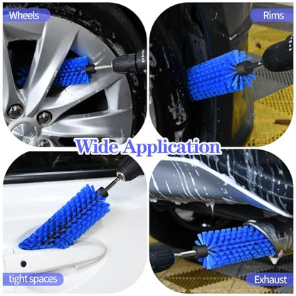 Drill Brush for Car Wheel and Bottle, Highly Dense and Durable Car Cleaning Brush for Wheels, Rims, Engines, Exhaust, Bottle - color: 1 Pack Dark Blue