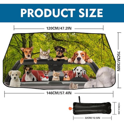 Dogs Car Windshield Sun Shade Umbrella Foldable Sunshade for Front Window Universal Accessory Blocks Uv Rays Keeps Car Cool - color: Dogs