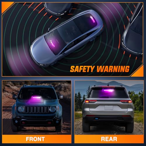 Nilight 12LED Traffic Advisor Strobe Light Bar Purple White Emergency Warning Hazard Safety Dash Front/Rear Windshield Flashing Lights for Cars Trucks Police Firefighter Plow Construction Vehicles - color: Purple White