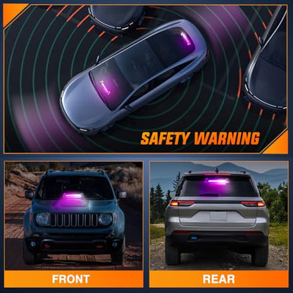 Nilight 12LED Traffic Advisor Strobe Light Bar Purple White Emergency Warning Hazard Safety Dash Front/Rear Windshield Flashing Lights for Cars Trucks Police Firefighter Plow Construction Vehicles - color: Purple White