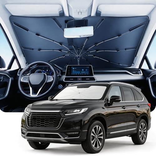 DMJN Umbrella Windshield Sun Shade for Honda Pilot (2016-2026), Car Sunshade for Front Windshield [Nano Ice-Crystal Coatings] UPF50+ Heat & UV Block, Protect Interior & Keep Cooler - size: For | Honda Pilot (2016-2026)