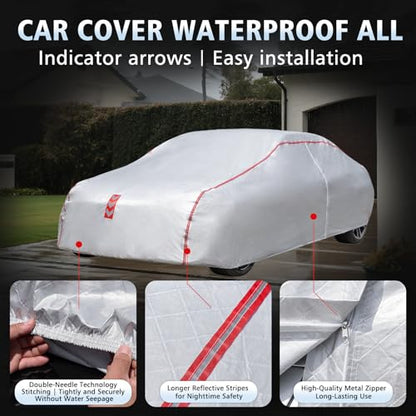 Car Cover Waterproof All Weather, 60 S Quick Install Underbody Wrap-Around Mount Car Covers for Automobiles （Copue-178 to 185 in） - size: 2（Coupe-C2）