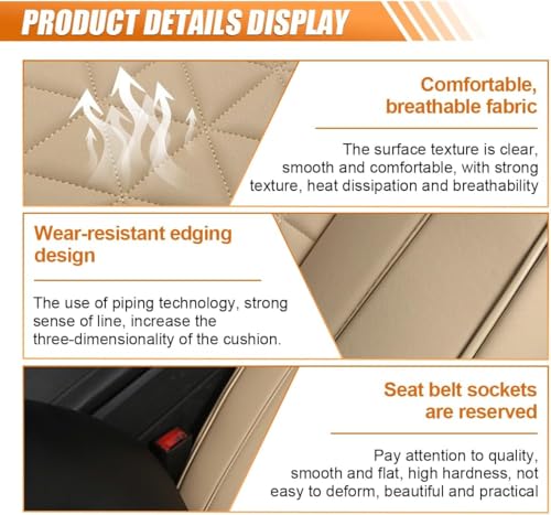 Luxury Faux Leather Car Seat Cover, Anti-Slip Waterproof Universal Front Bottom Seat Protector with Storage Pocket, Triangular Pattern Vehicle Seats Cushion for Sedans, SUVs, Trucks (2PCS&Beige) - color: 2PCS&Beige