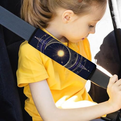 Fashion 2PCS Car Belt Covers, Sacred Geometric Symbol Purple Space Galaxy Stars Mystic Sun Moon Protect Your Shoulders Car Safety Seat Belt Strap - color: Color352