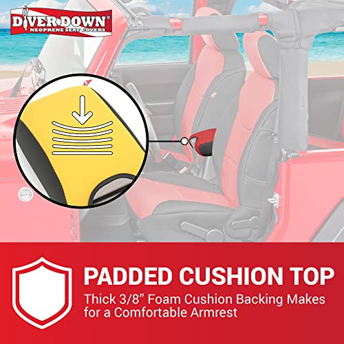 Diver Down Neoprene Center Console Cover - Fits Jeep 2007-2018 JK JKU Wrangler - Cushioned Armrest Cover - Doesn't Burn Your Elbow - Tight Custom Fit - Comfortable Foam Armrest Pad (11-18 Red) - color: Red, size: 2011-2018 JK