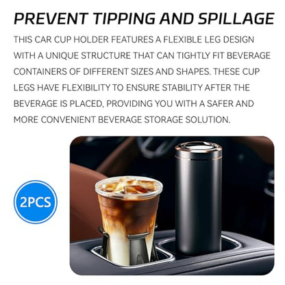 Car Cup Holder Expander, Adjustable Vehicle Energy Drink Holder Insert with Adaptive Clamping Arm Automotive Cups Holders Adapter for Car Slim Cans, Bottle Water Cups, Adhesive Drink Storage Rack