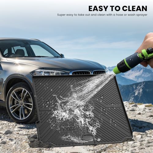 LASFIT Trunk Mat for BMW X5 2014 2015 2016 2017 2018, All Weather TPE Cargo Mats Custom Fit Cargo Liner Front & Rear Trunk Liner, Black - size: 3) X5 2014-2018 | Cargo Mat