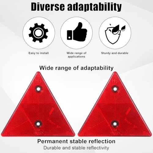 2Pcs Safety Reflector Warning Sign, Slow Moving Vehicle Triangle Safety Sign, for Outdoor Truck, Car, Golf Cart