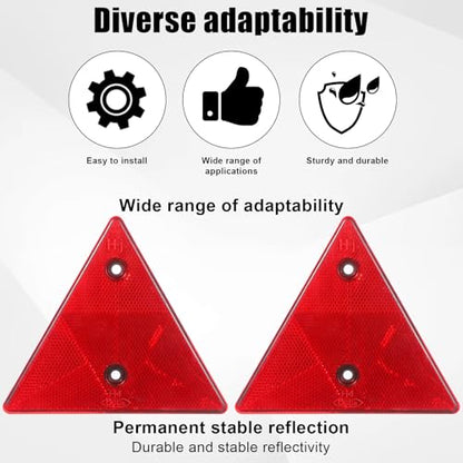 2Pcs Safety Reflector Warning Sign, Slow Moving Vehicle Triangle Safety Sign, for Outdoor Truck, Car, Golf Cart