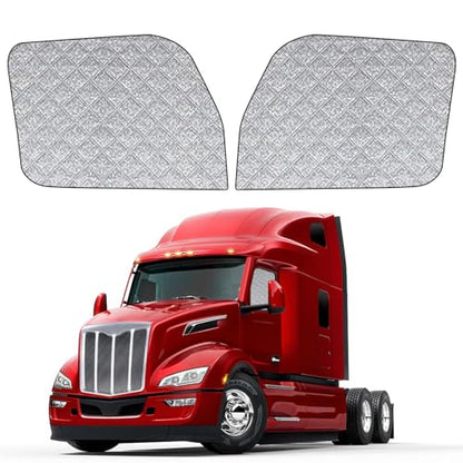Side Window Sun Shade for Peterbilt 579 2022-2026, 567 2014-2026, Custom Fit 210T Reflective Sunshade for Semi Truck, 6-Layer Heat Insulation Privacy Protector, Block 99% UV Rays, 2PCS - size: Peterbilt 579 / 567 2014-2026