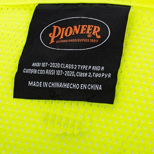 Pioneer Hi Vis Mesh Safety Vest for Men & Women - Reflective Tape - Class 2 - Traffic, Public Safety, Security - Yellow/Green - color: Yellow/Green, size: Medium