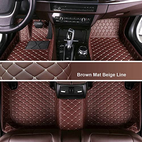Custom Personalized Floor Mats for Cars - Luxury Full Coverage All Weather Mats, Anti-Slip Leather Mat Set, Fit for 99% of Cars, SUVs & Trucks (Brown, A-Diamond) - color: Brown with Beige, size: A-Diamond