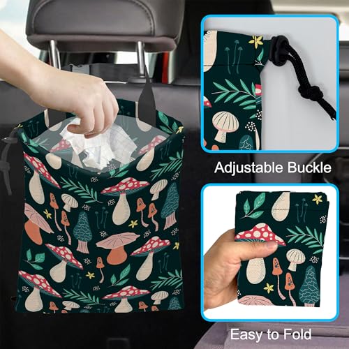 Car Trash Bag Mushroom Car Garbage Bag Hanging Car Trash Can for Back Seat with Drawstring - color: Mushroom