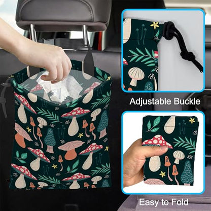 Car Trash Bag Mushroom Car Garbage Bag Hanging Car Trash Can for Back Seat with Drawstring - color: Mushroom