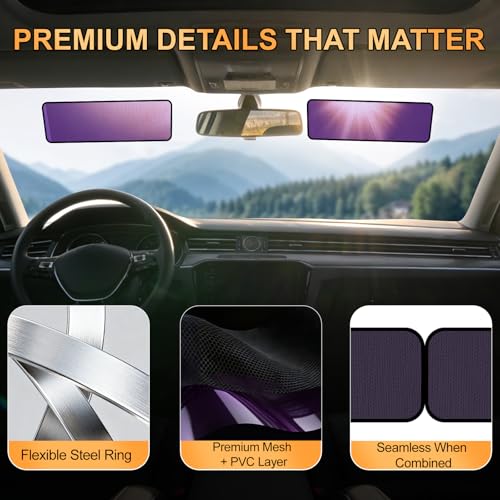 XCBYT Square Car Window Shades - 4 Pack Static Cling Sun & Glare Blocker, Removable Semi-Transparent Window Tint for Windshield, Side & Rear Windows, Long Size 15.75" x 7.09" - color: 4*Semi-Transparent, size: 15.75" x 7.09"