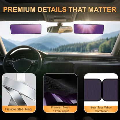 XCBYT Square Car Window Shades - 4 Pack Static Cling Sun & Glare Blocker, Removable Semi-Transparent Window Tint for Windshield, Side & Rear Windows, Long Size 15.75" x 7.09" - color: 4*Semi-Transparent, size: 15.75" x 7.09"