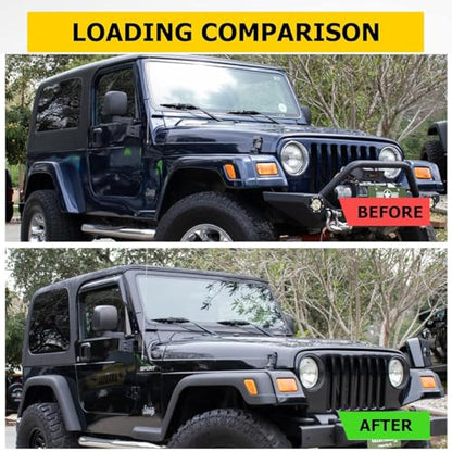 Original Side Window Visor Deflector Rain Guard fit for 1997-2006 Jeep TJ Wrangler,2pcs Outside Mount Tape-on Shatterproof Dark Smoke Window Shades 92054 - size: 1997-2006 Wrangler TJ Outside Mount